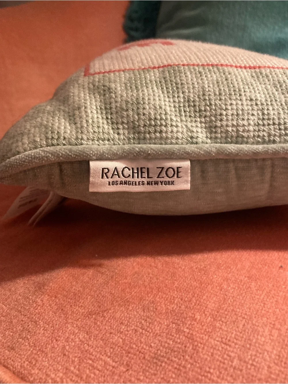 Rachel Zoe Coral Text 'DON'T RUSH ME' Lumbar Pillow on Cream